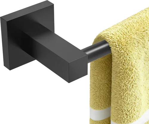 Ruacq Soporte de Toalla de Mano Anillo de Toalla Negro Centro a Centro 10 Pulgadas Barras de Toalla Cuadradas Negro Mate para Baño Acero Inoxidable