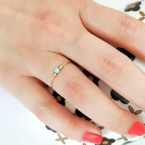 Miniatura 2 de Anillo de ansiedad anti estrés oro alivio del estrés Fidget preocupación anillo ajustable ópalo azul anillo giratorio chapado en oro