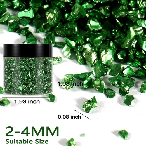 Miniatura 4 de Renfio - Virutas de vidrio roto y triturado brillantes, 2-4mm, pequeñas, irregulares, metálicas, gruesas, 3.5 Oz (100g), brillantes, lentejuelas