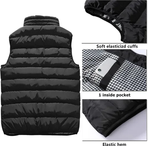 Miniatura 3 de Vcansion Chaleco de abrigo acolchado con cuello alto casual para hombre