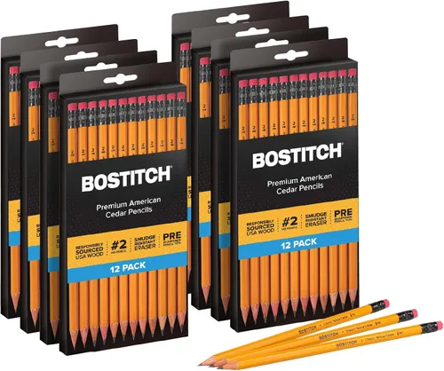 Miniatura 15 de Bostitch Office Premium #2 Lápices de madera de cedro americano, preafilados, grafito HB, paquete de 12