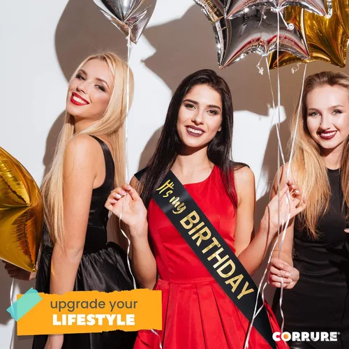 Miniatura 6 de CORRURE Banda «It's My Birthday» con lámina dorada, banda de cumpleaños negra satinada suave para mujeres, suministros de fiesta y decoraciones