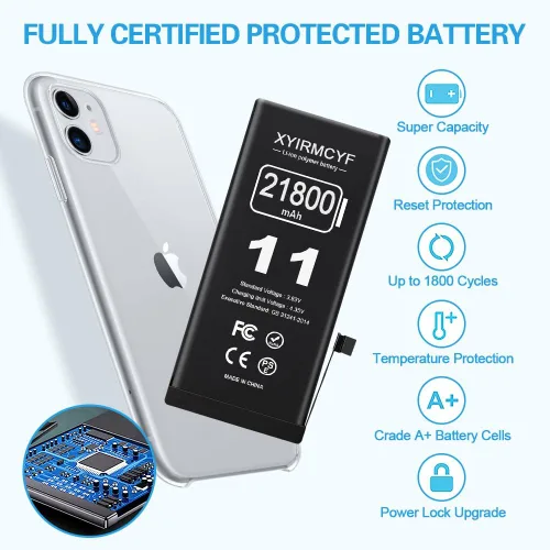 Miniatura 6 de XYIRMCYF Batería de Super Capacidad de 21800mAh Compatible con iPhone 11, Batería de Reemplazo Li-Polímero de 0 Ciclos para iPhone 11, con Kit