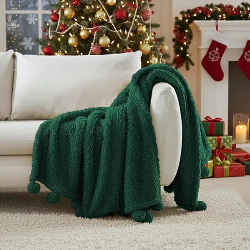 Miniatura 24 de Manta Sherpa de forro polar ultrasuave, tamaño Queen, manta de cama bohemia ligera y acogedora con borla decorativa, patrón reversible, 2 tonos