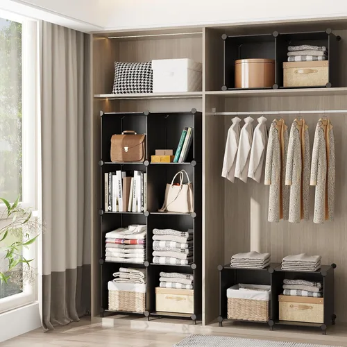 Miniatura 5 de AWTATOS Organizador de Almacenamiento en Cubos, Estantes de Cubos de Almacenamiento Estantería, 6 Cubos Organizadores de Closet y Almacenamiento