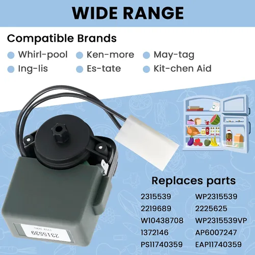 Miniatura 3 de Motor de ventilador evaporador de refrigerador 2315539 de AMI PARTS - 115 V, 60 Hz - Reemplaza WP2315539 2219689 2225625 W10438708 AP6007247