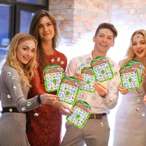 Miniatura 6 de Juego de bingo de animales para niños y adultos, familia, tarjetas de bingo de animales, reconocimiento de letras, juego de fiesta de safari