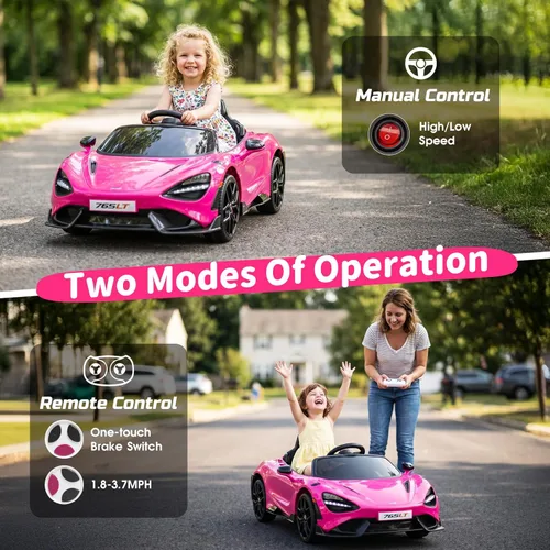 Miniatura 5 de Automóvil de paseo para niños con licencia McLaren 765LT para niños de 3 a 6 años, coche eléctrico de 12 V con batería eléctrica, con control remoto
