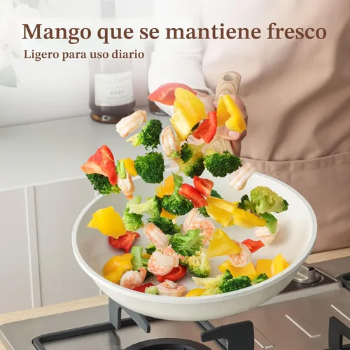 Miniatura 8 de SENSARTE Sartén antiadherente de cerámica con tapa, sartén para saltear de 9.5 pulgadas, sartén para tortilla saludable y sin tóxicos para chefs