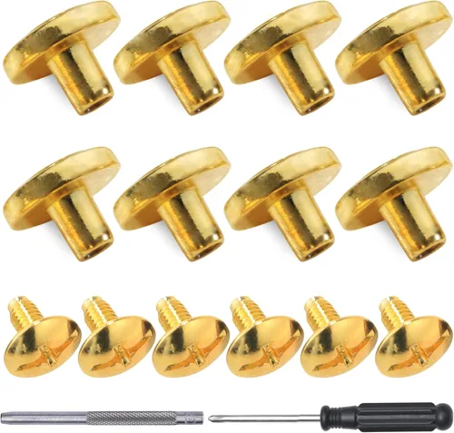 Miniatura 12 de YORANYO Juego de 30 tornillos Chicago de cuero, remaches de metal, remaches para ropa, tornillos de fijación de Chicago con picos y tachuelas