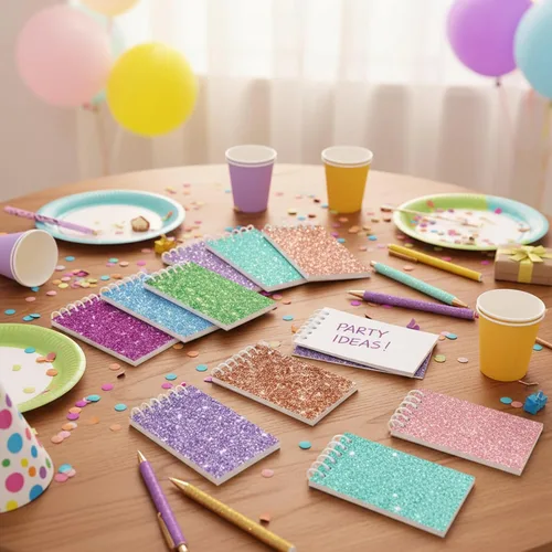 Miniatura 6 de Sherr Juego de 16 bolígrafos y cuadernos con purpurina, mini bloc de notas en espiral, bolígrafos elegantes para niños, niñas, mujeres, lentejuelas