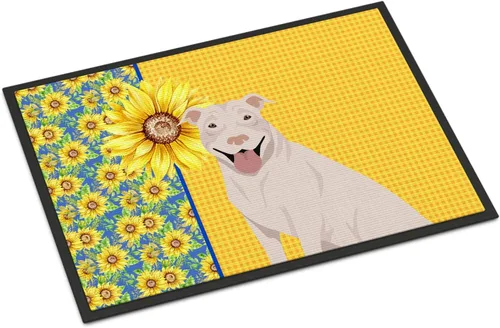 Miniatura 310 de Caroline's Treasures WDK5313MAT Airedale Terrier - Tapete para puerta delantera de 18 x 27 pulgadas, diseño de girasoles de verano, para entrada