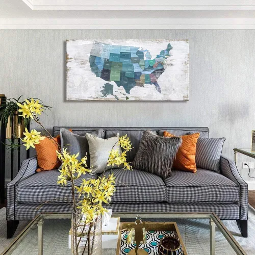 Miniatura 5 de Mapa de los Estados Unidos para decoración de pared, mapa de los Estados Unidos, arte de pared para decoración de pared, fondo de madera, US Map