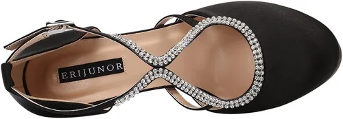 Miniatura 3 de ERIJUNOR Zapatos de boda nupciales de satén con plataforma y correa de tobillo para mujer