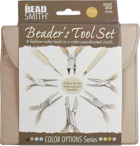 Miniatura 5 de The Beadsmith Alicates de color de moda – Juego de 8 herramientas delgadas a juego de color – Embrague a juego en beige – Kit de suministro de Beige