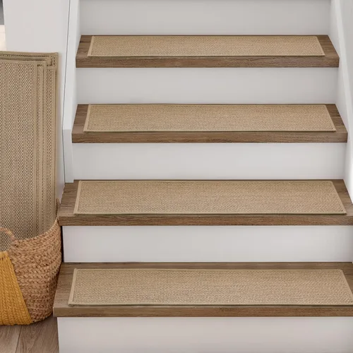 Miniatura 8 de RIOLAND Alfombras antideslizantes para escaleras de madera, para interiores, 9" x 36", tapetes de escalera para despegar y colocar, alfombras