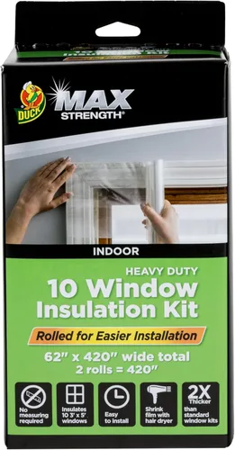 Miniatura 7 de Duck Kit de aislamiento de ventana MAX Strength, kit de sellado de ventana de invierno para hasta 10 ventanas, película retráctil resistente que se