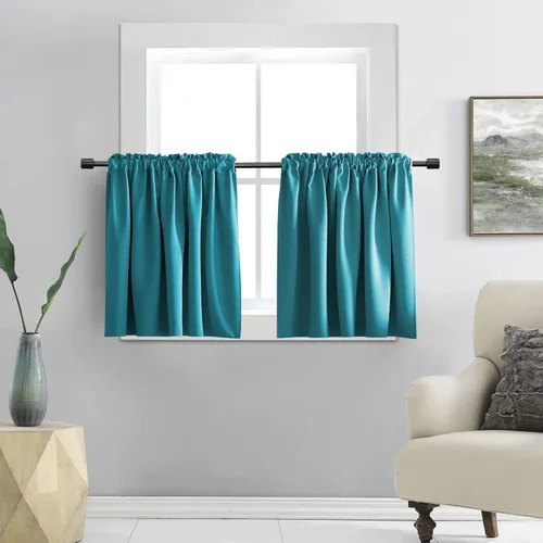 Miniatura 19 de DONREN - Cortinas blackout de 2 paneles con bolsillo para cortinero Negro