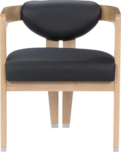 Miniatura 5 de Meridian Furniture 564Black-C Carlyle Collection Modern Silla de comedor contemporánea, acabado natural cepillado de madera maciza, cuero vegano
