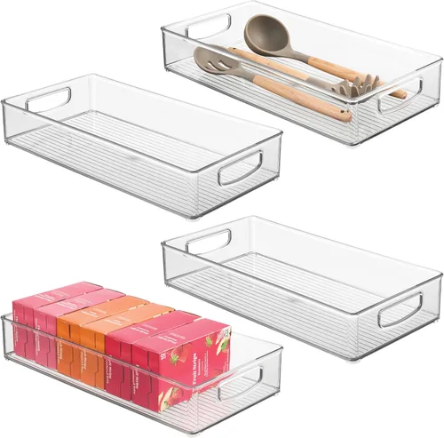 Miniatura 11 de iDesign Contenedor de almacenamiento transparente extra largo delgado Organizador estrecho, apilable, de cocina o despensa