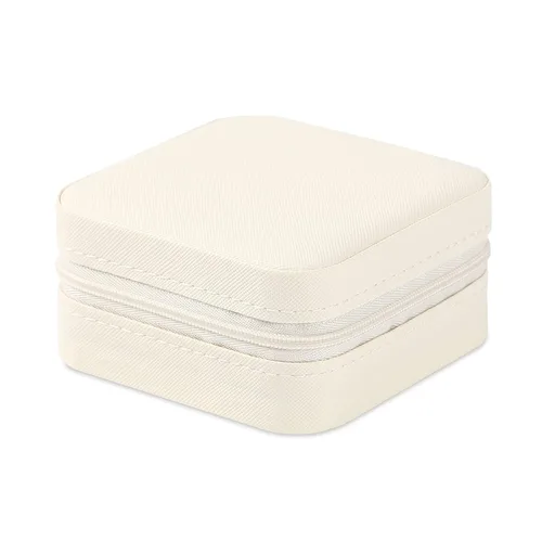 Miniatura 2 de Mini joyero portátil de viaje de cuero para joyas de anillo organizador caja de regalo de almacenamiento para niñas y mujeres (blanco).