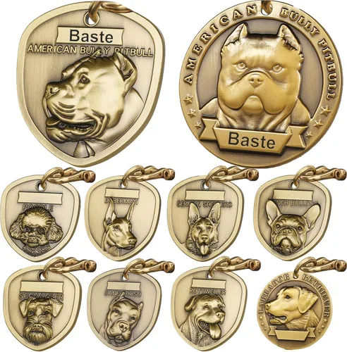 Miniatura 25 de Etiquetas para Perros Golden Retriever Personalizadas para Mascotas Etiqueta de Identificación de Nombre de Perro Grabada Personalizada de Cobre 023