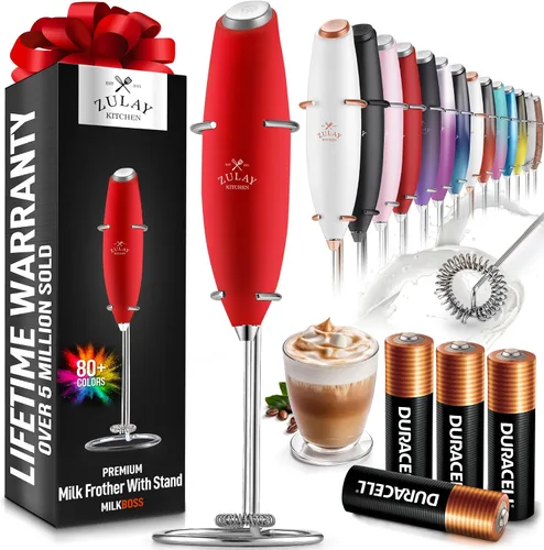 Miniatura 541 de Zulay Milk Boss Espumador de leche potente manual, hace espuma para latte, batidor para mezclar bebidas, café, miniespumador para capuchino, frappé