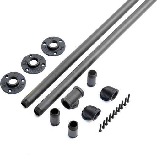 Miniatura 2 de DIYHD Barandilla de tubo de montaje en pared de 8 pies para escaleras, barandilla de mano industrial rústica negra para interiores