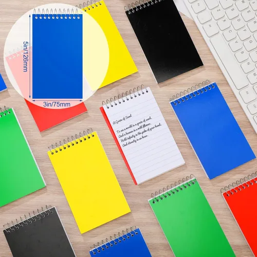 Miniatura 2 de Leelosp Cuadernos pequeños en espiral de 3 x 5 pulgadas, mini bloc de notas de bolsillo con forro y encuadernación de alambre para regalos escolares
