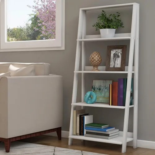 Lavish Home - Estantería de escalera de 4 niveles, estantería independiente con marco en X y aspecto inclinado, estantes de exhibición para el hogar