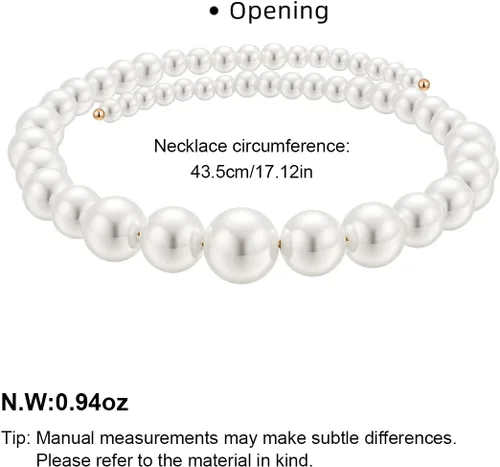 Miniatura 4 de MUYAN Collar redondo de perlas de imitación para mujer, gargantilla abierta de perlas, color blanco