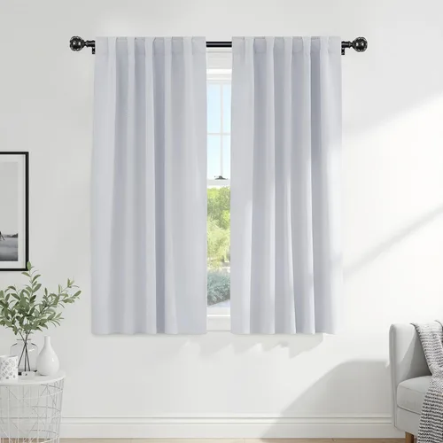 Miniatura 18 de PONY DANCE Cortinas cortas con aislamiento térmico para ventana pequeña, para guardería, baño, cocina, lavandería, caravana, sótano, 29 pulgadas