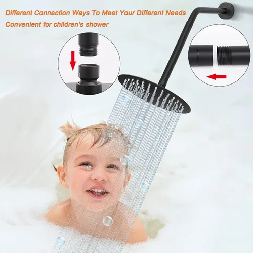 Miniatura 5 de Brazo extensor de cabezal de ducha HarJue, salida de agua de extensión de ducha - reduce la existente, extensión de tubo de ducha para baño, hecho
