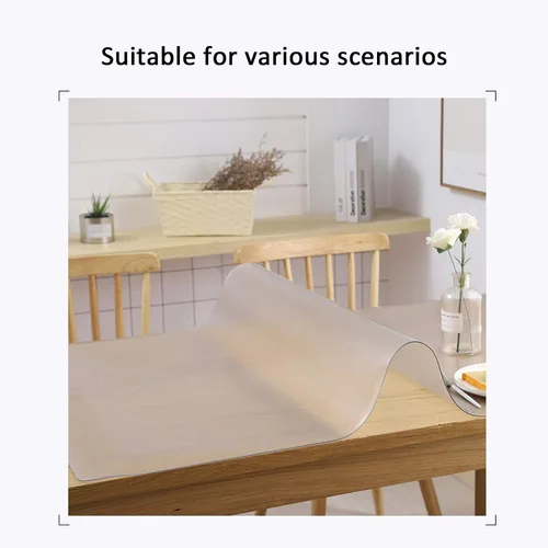 Miniatura 5 de Mantel de PVC resistente de 0.118 in (no encogido), transparente mate, con bordes biselados, resistente al agua/antiquemaduras, protector de mesa