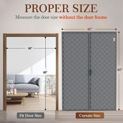 Miniatura 7 de Yotache Cortina Magnética con Aislamiento Térmico para Puertas de 60 x 80 pulgadas, Tamaño de la Cortina de 62" x 82" Material Oxford Resistente a