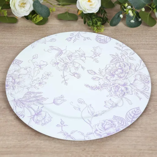 Miniatura 15 de Efavormart - Paquete de 10 platos de postre de plástico francés – Azul y Blanco Floral, platos de ensalada desechables redondos de 7 pulgadas