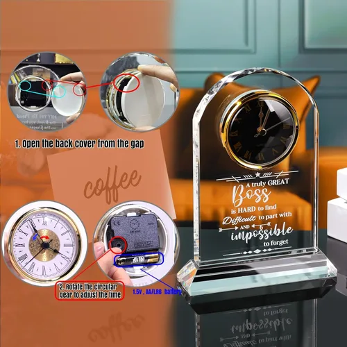Miniatura 7 de Ornalrist Regalos de Jefe para Hombres y Mujeres Reloj de Cristal, Regalos para Jubilación Jefa Mujer - Regalo de Apreciación de Jefe para Hombres