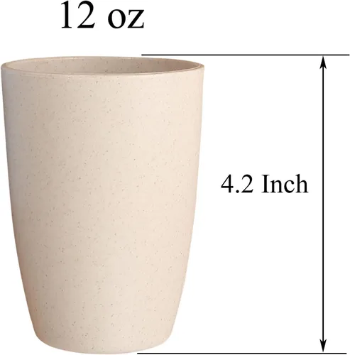 Miniatura 2 de Vaso reutilizable de paja de trigo (12 onzas), juego de vasos irrompibles para el hogar y al aire libre, vaso apto para lavavajillas, sin BPA