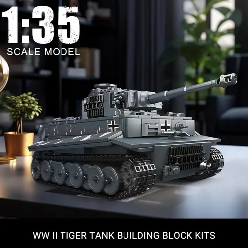 Miniatura 2 de Mould King MOC - Bloques de construcción de tanque de tigre, control remoto por aplicación, kit de bloques de construcción de modelo de vehículo
