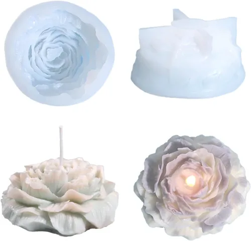 Miniatura 4 de BIBABLYKE Molde de vela de silicona de peonía grande 3D, hecho a mano, creativo, flores, aromaterapia, yeso, resina, suministros para hacer jabón