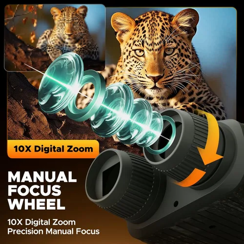 Miniatura 4 de Gafas de visión nocturna 4K, prismáticos de visión nocturna de 48 MP con zoom 10X y batería de 5000 mAh, tarjeta de 32 GB incluida, visión Verde