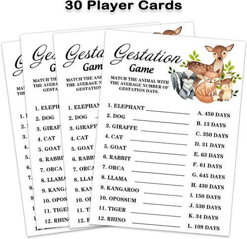 Miniatura 2 de Tarjetas de juego para baby shower, tarjeta de juego de gestación de animales de safari para fiesta de baby shower, divertidas ideas