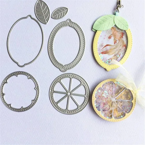 Miniatura 3 de Troqueles de anidación de metal para primavera y verano, plantillas de grabado en relieve de limón y naranja, troqueles de corte para hacer