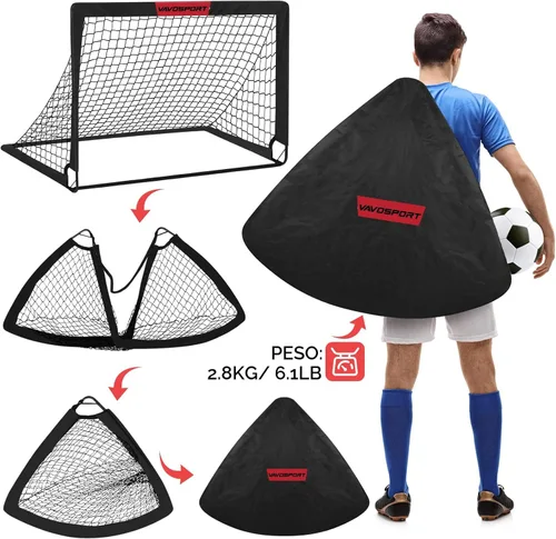 Miniatura 4 de Juego de porterías de fútbol para niños para patio trasero – 2 de 4 x 3 pies, equipo portátil de entrenamiento de portería de fútbol, red de fútbol
