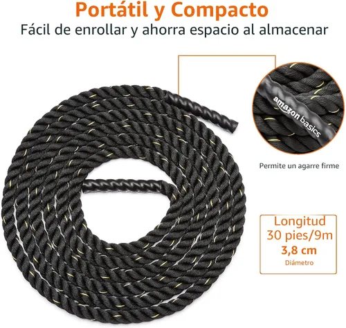 Miniatura 4 de Amazon Basics - Cuerda de batalla para entrenamiento en el gimnasio en casa, equipo de entrenamiento de ejercicio