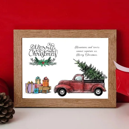 Miniatura 3 de Sellos Transparentes de Camión con Árbol de Navidad para Hacer Tarjetas y Decoraciones de Álbumes de Fotos, Sellos de Silicona con Palabras