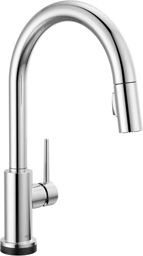 Miniatura 12 de Delta Trinsic - Grifo de cocina de oro cepillado con rociador extraíble, grifo de fregadero de cocina moderno de un solo agujero, mango único