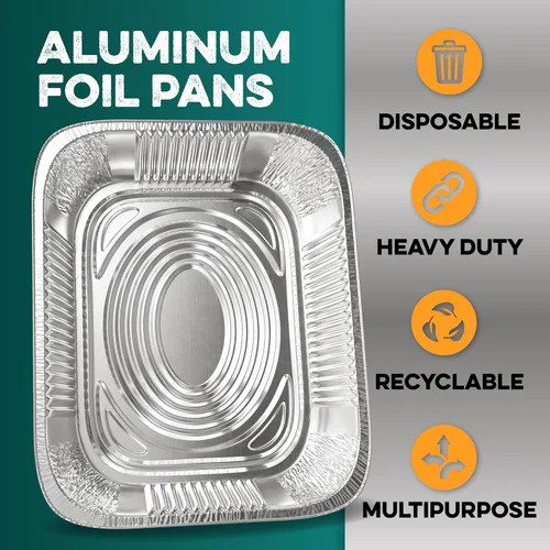 Miniatura 4 de Sartenes de aluminio de 9 x 13 pulgadas (paquete de 45) bandejas de papel de aluminio – Sartenes desechables para hornear, asar a la parrilla, asar
