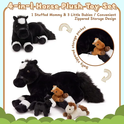 Miniatura 7 de MaoGoLan Mono gigante de peluche con bebés, juguete de peluche suave con plátano regalo para niños, niñas, niños, mamá y 3 bebés pequeños colgantes
