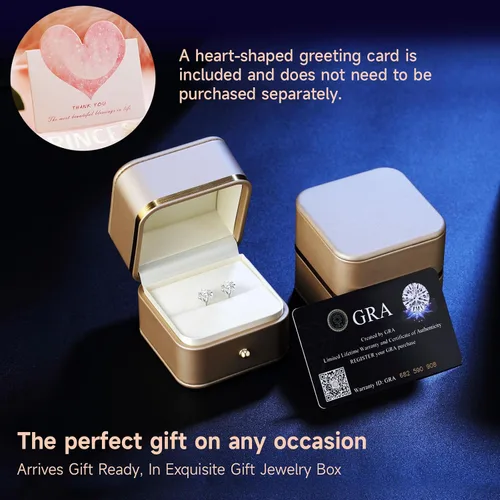 Miniatura 5 de Aretes para mujer, regalos para esposa y mamá, aretes de moissanita de 0.6 quilates y 3 quilates, regalo de joyería de aniversario para esposa